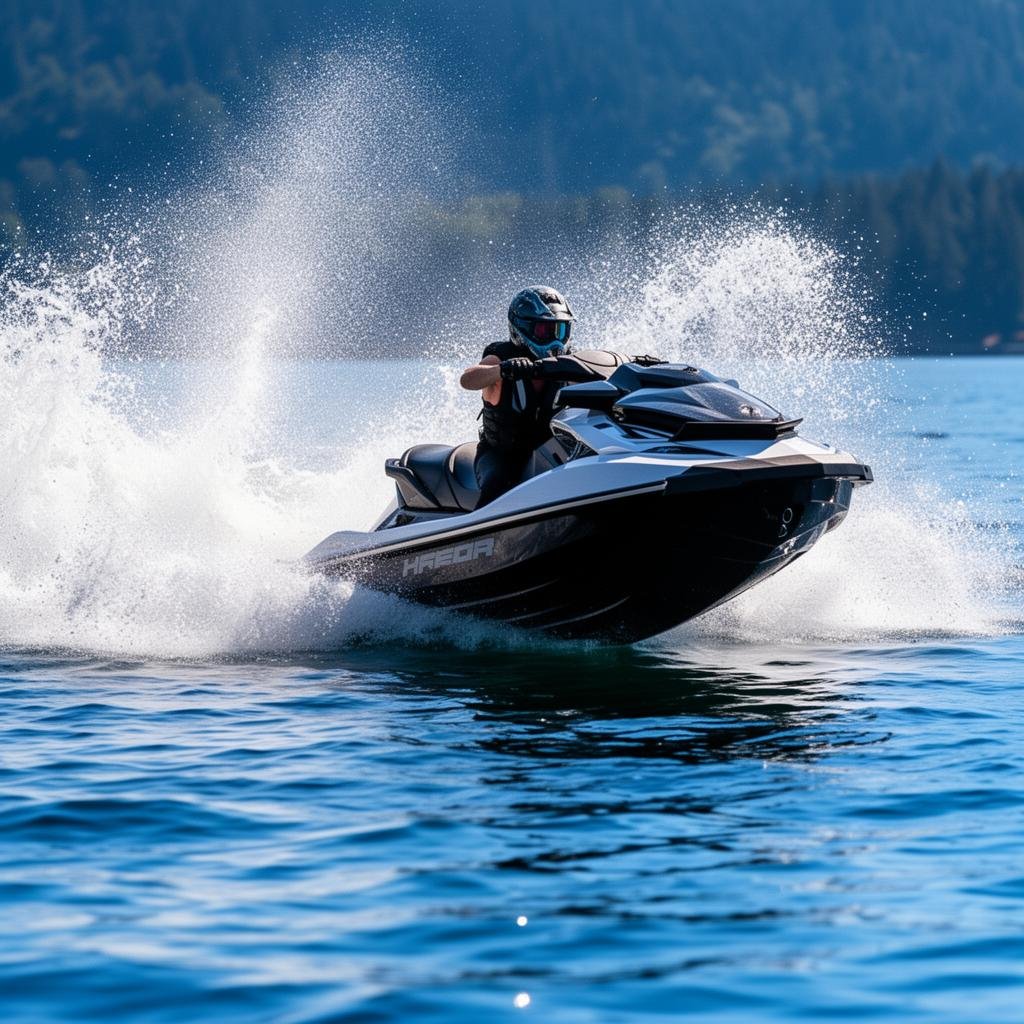 Speed boat at sunset